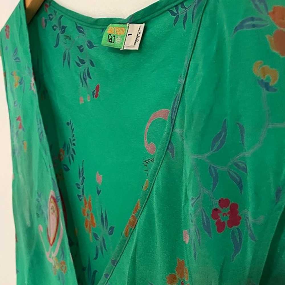 Tracy Feith Green Raj Silk Slip Dress Vintage - image 8