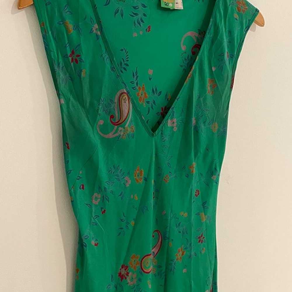 Tracy Feith Green Raj Silk Slip Dress Vintage - image 9
