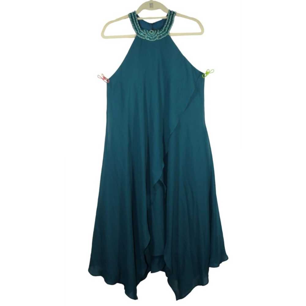 JJ's House Deep Teal Beaded Faux Pearl Neckline F… - image 1