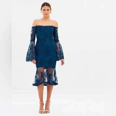 Nicholas Blue Lace Octavia Cocktail Dress Gown - … - image 1