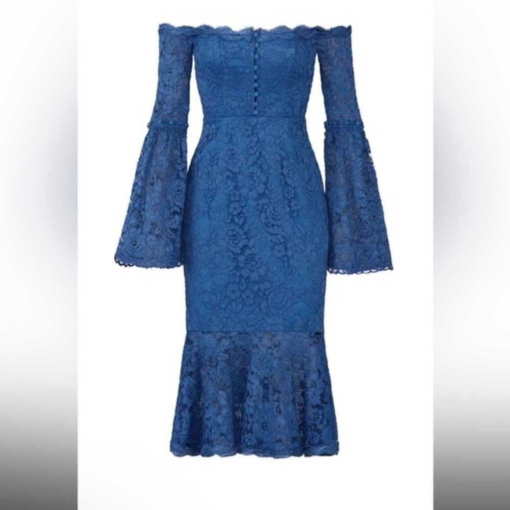 Nicholas Blue Lace Octavia Cocktail Dress Gown - … - image 2