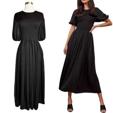 LA LIGNE Blanca Black Dress Maxi Short Puff Sleeve