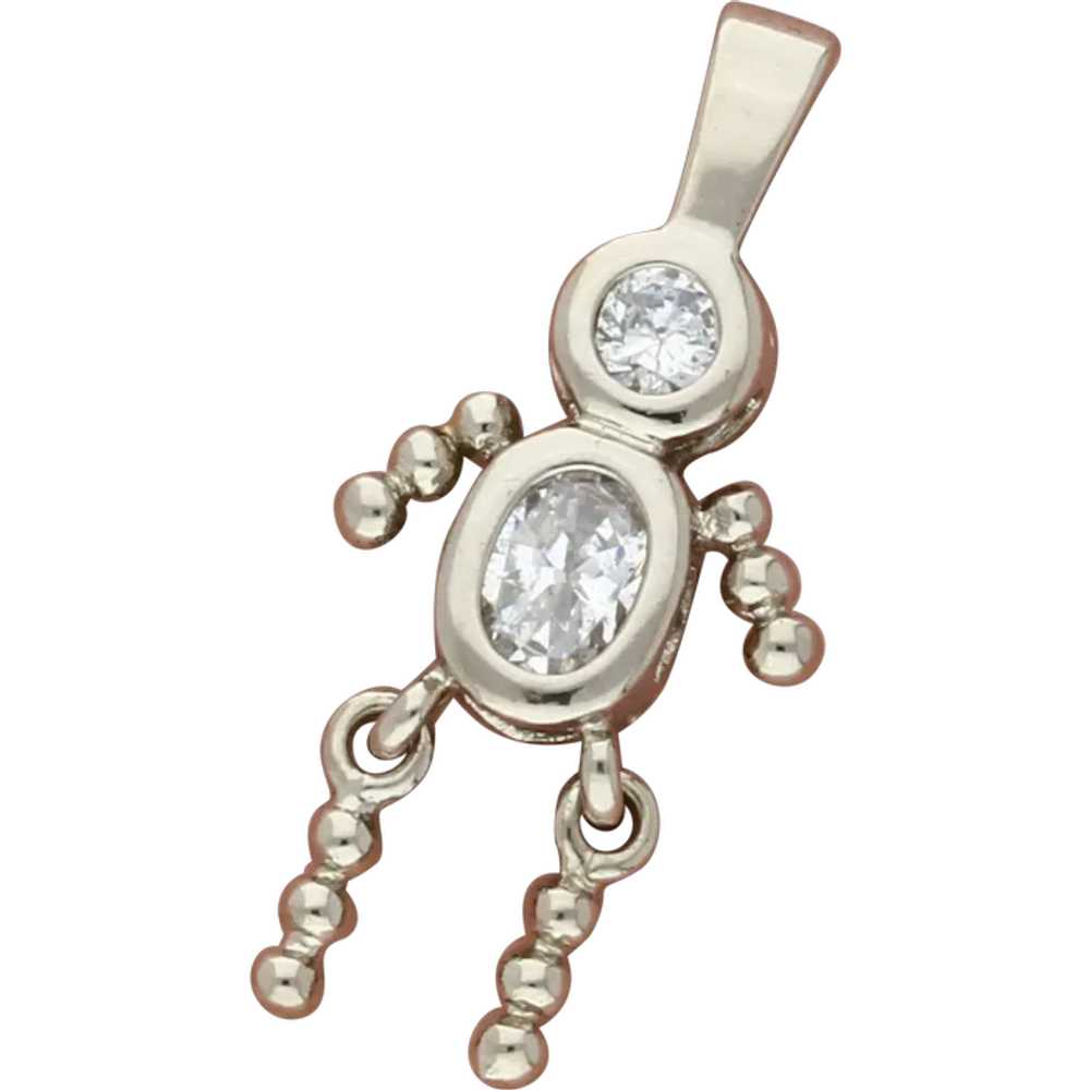 Sterling Silver Clear Cz Birthstone Doll Pendant - image 1