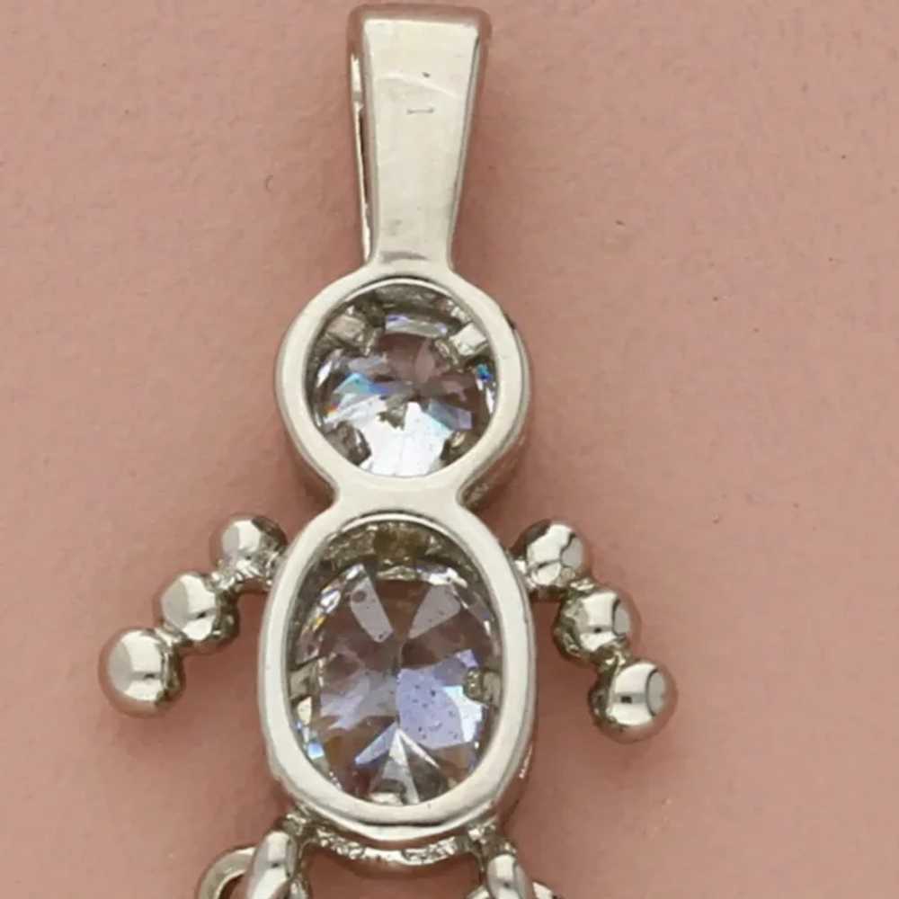 Sterling Silver Clear Cz Birthstone Doll Pendant - image 3