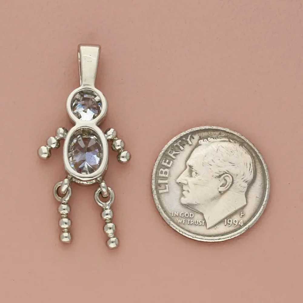 Sterling Silver Clear Cz Birthstone Doll Pendant - image 4