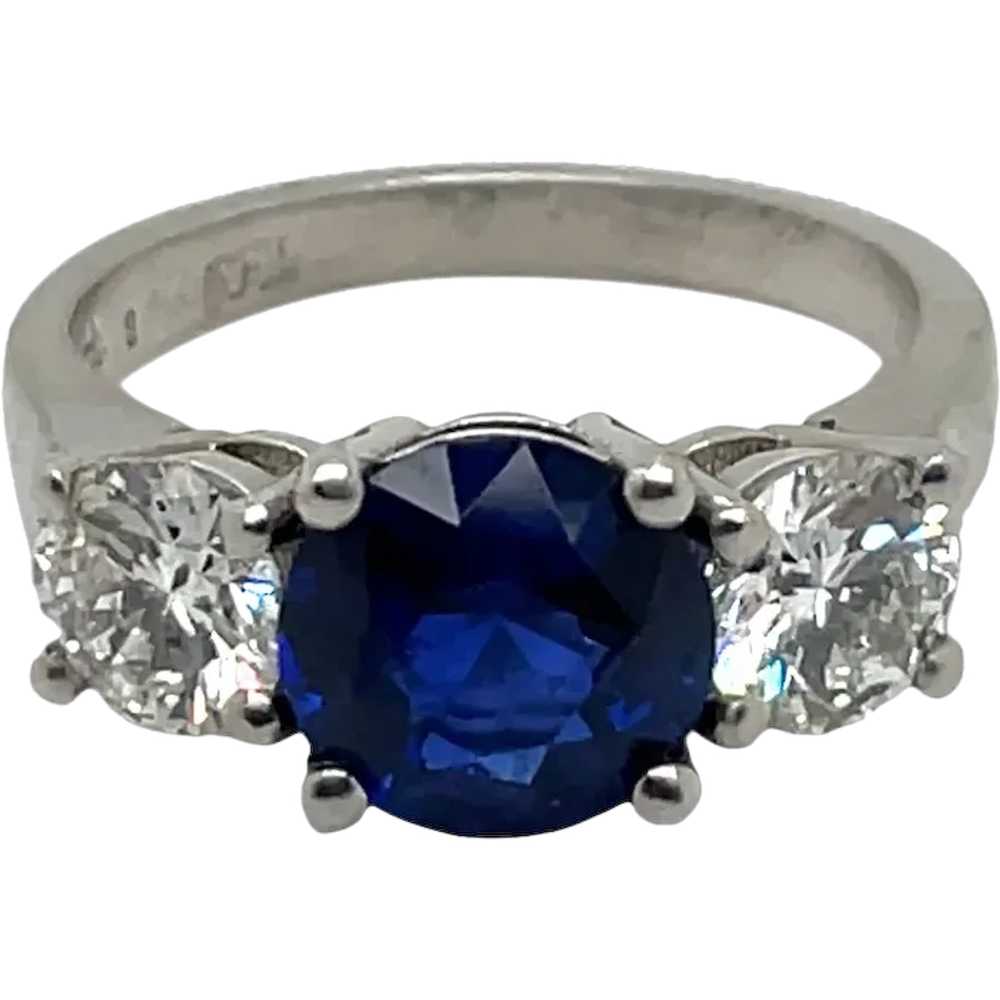 Platinum Sapphire and Diamond Ring - image 1
