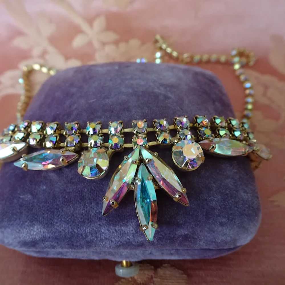 DRAMATIC 1950s Glass Necklace,Aurora Borealis,Spa… - image 2