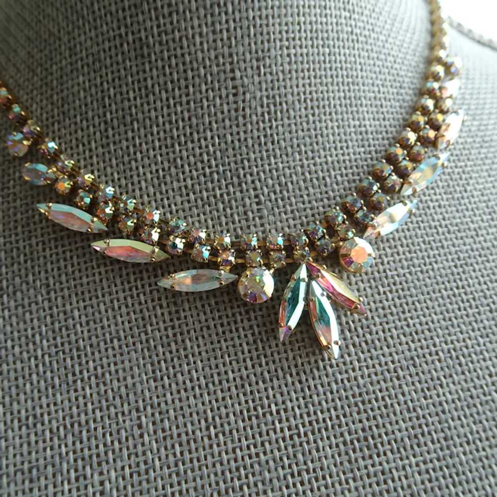 DRAMATIC 1950s Glass Necklace,Aurora Borealis,Spa… - image 3