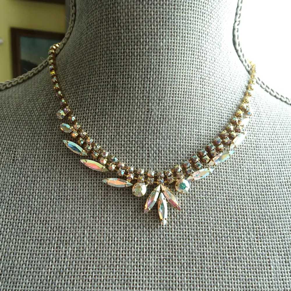 DRAMATIC 1950s Glass Necklace,Aurora Borealis,Spa… - image 4