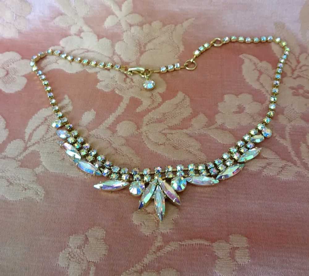 DRAMATIC 1950s Glass Necklace,Aurora Borealis,Spa… - image 5