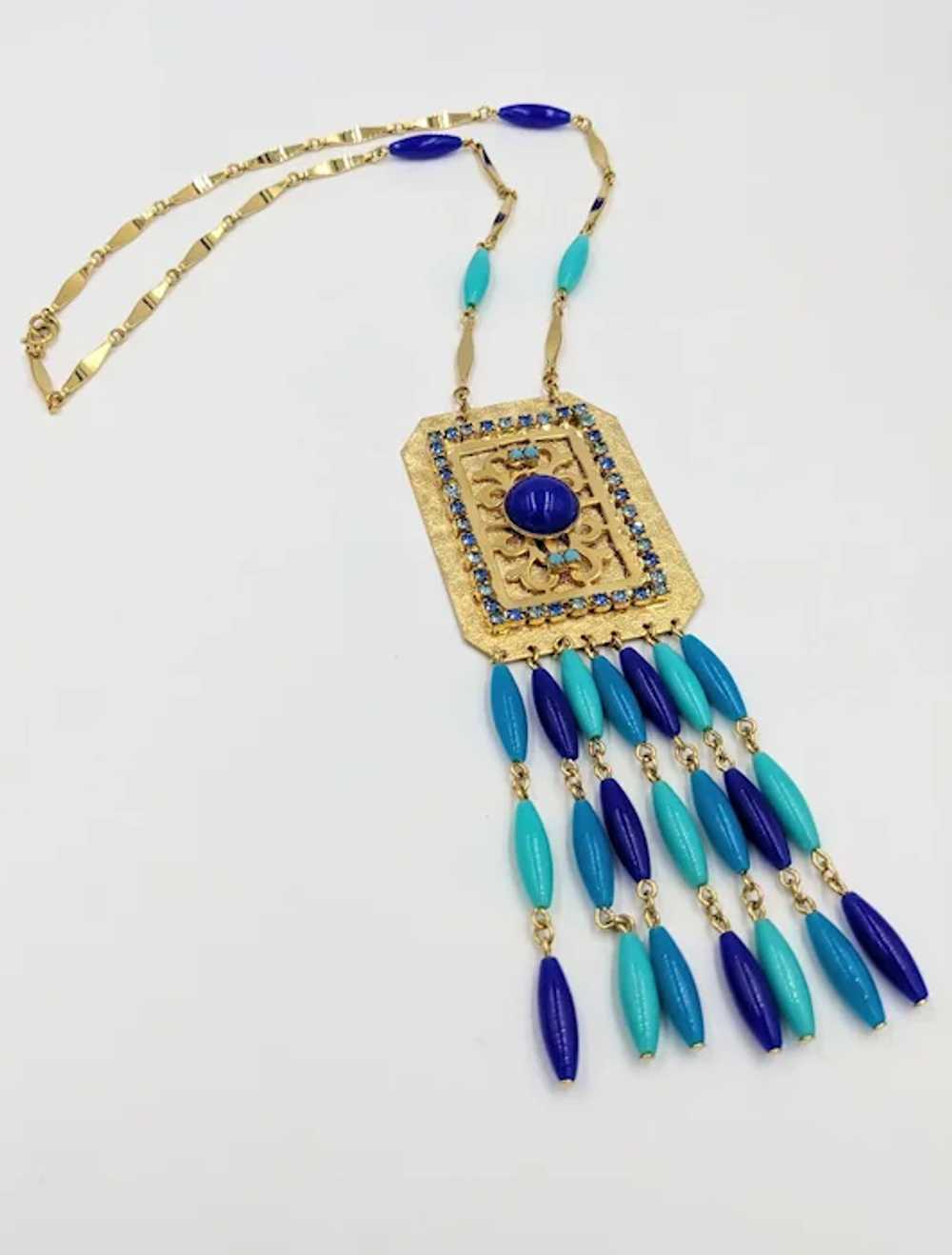 Vintage 1960's 1970's Costume Necklace Turquoise … - image 6