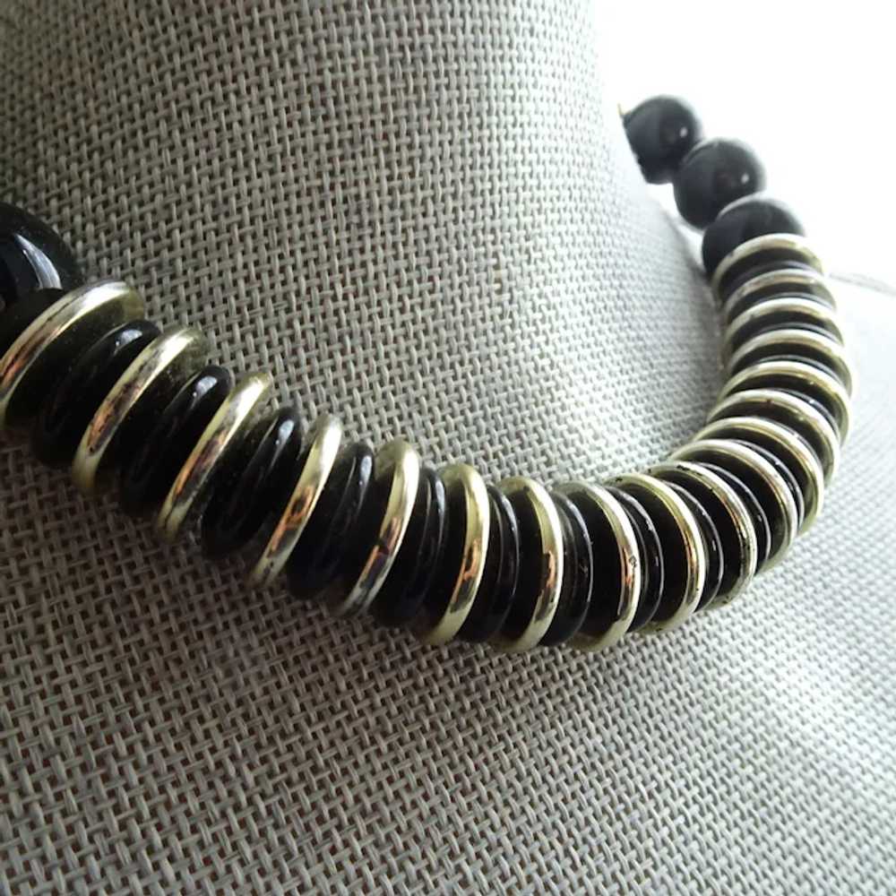 FABULOUS Chunky 1980s Necklace, Black and Silver,… - image 2