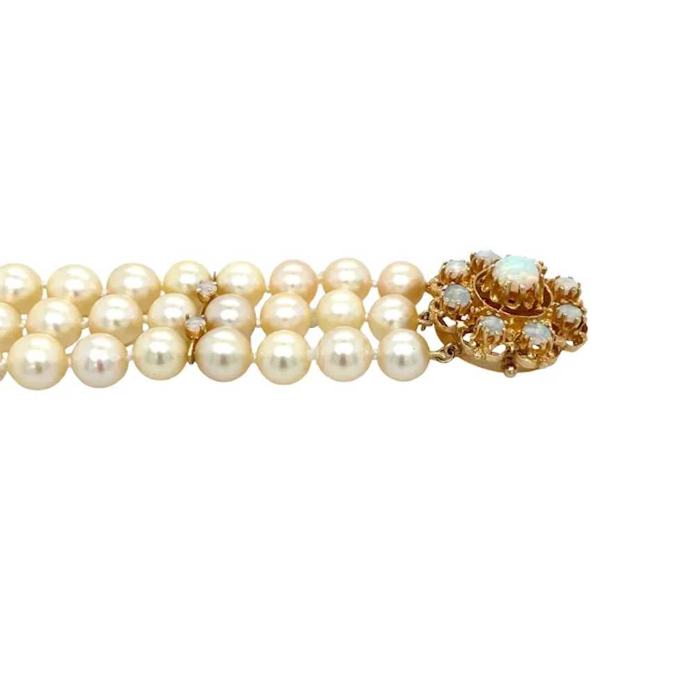 14K Yellow Gold Pearl and Opal Bracelet - image 2