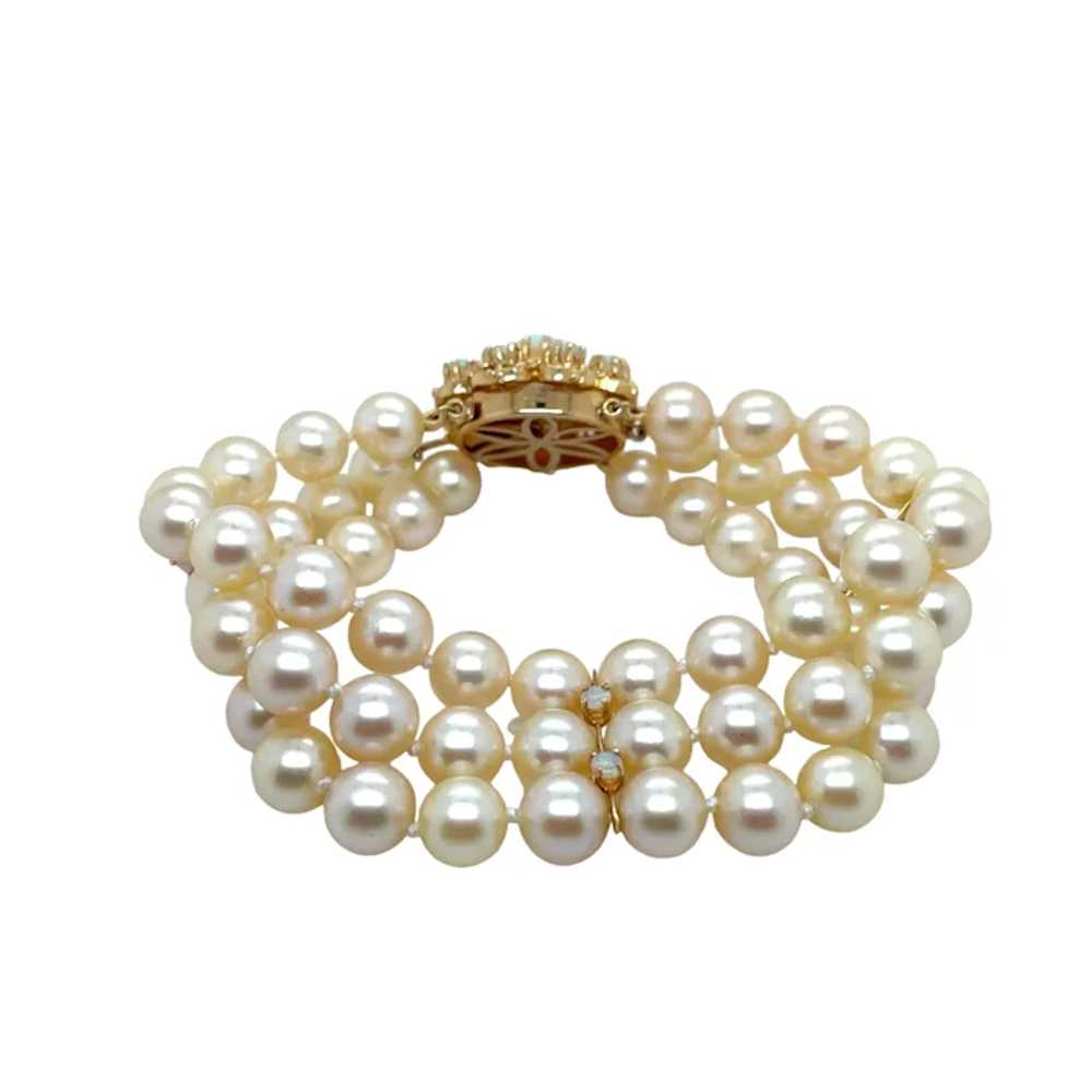 14K Yellow Gold Pearl and Opal Bracelet - image 5