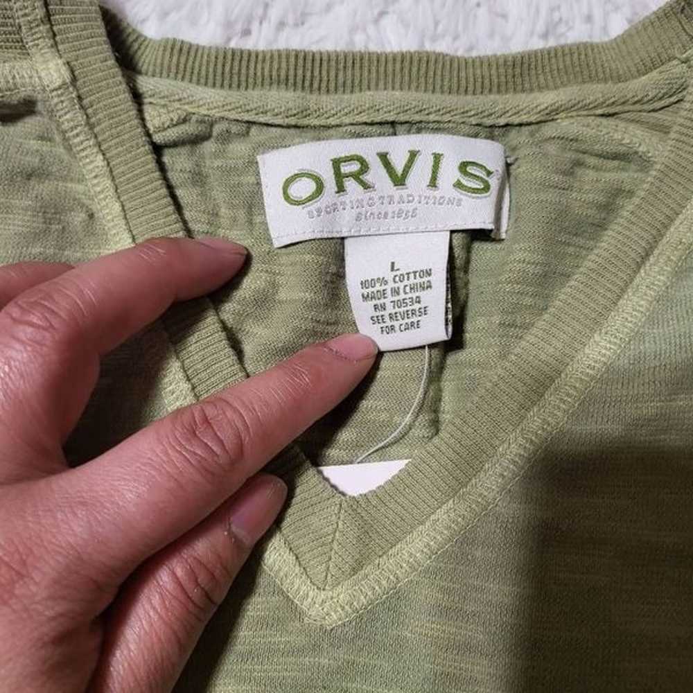 Orvis men v-neck short sleeve green solid pullove… - image 6