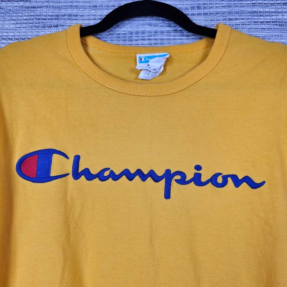 Champion Shirt Mens Small Yellow Embroidered Spel… - image 6