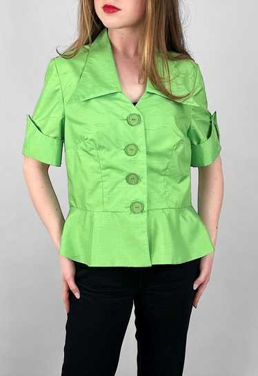 70's Vintage Bright Green Short Sleeve Dagger Coll