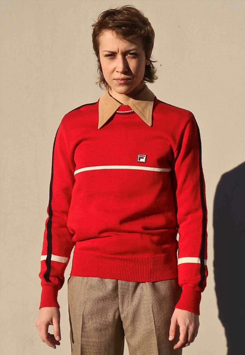 80s Vintage rare Fila red wool jumper - image 1