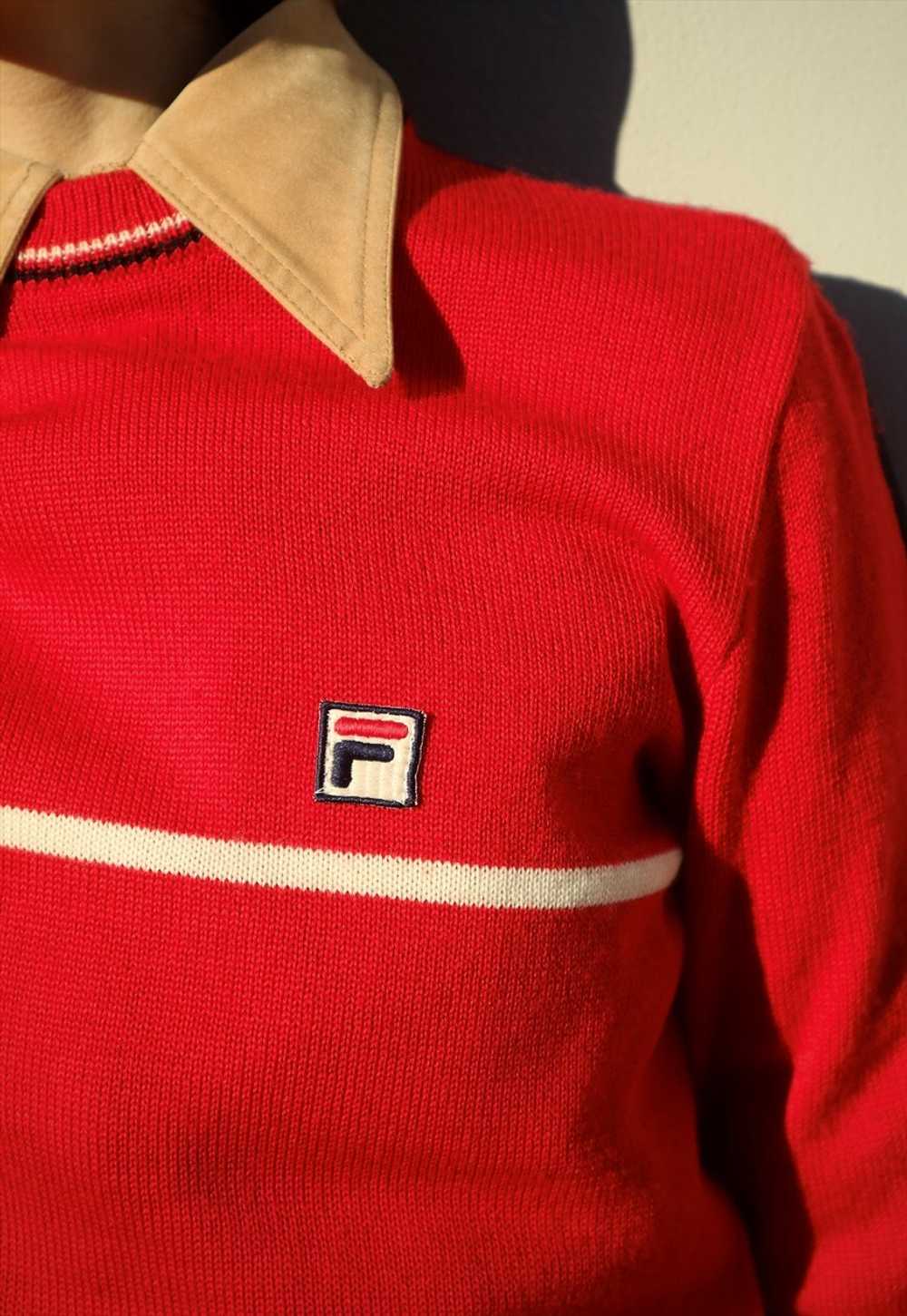 80s Vintage rare Fila red wool jumper - image 2