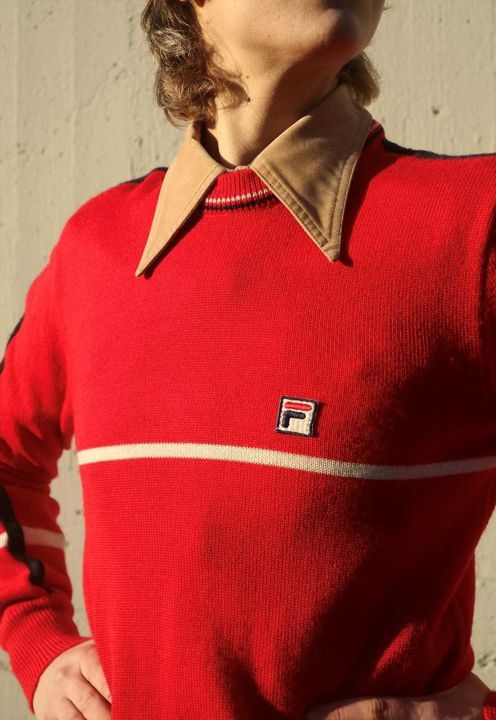 80s Vintage rare Fila red wool jumper - image 3