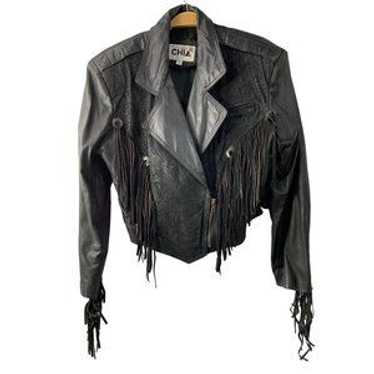 【80s】BROOKS Fringe Double Riders Jacket Vintage 80s Brooks Motorcycle Biker Leather Jacket Mens 42 W