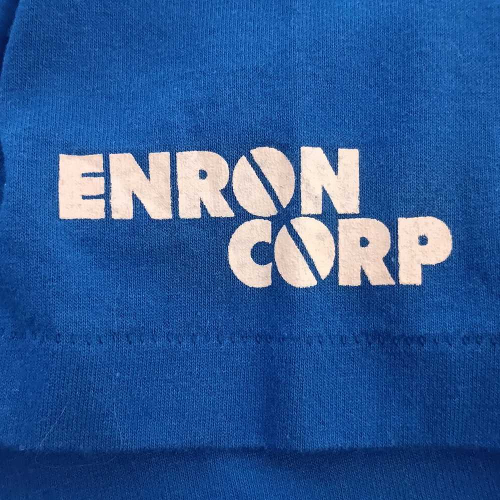 Enron T-Shirt XXL Blue 90's Single Stitch Hanes F… - image 5