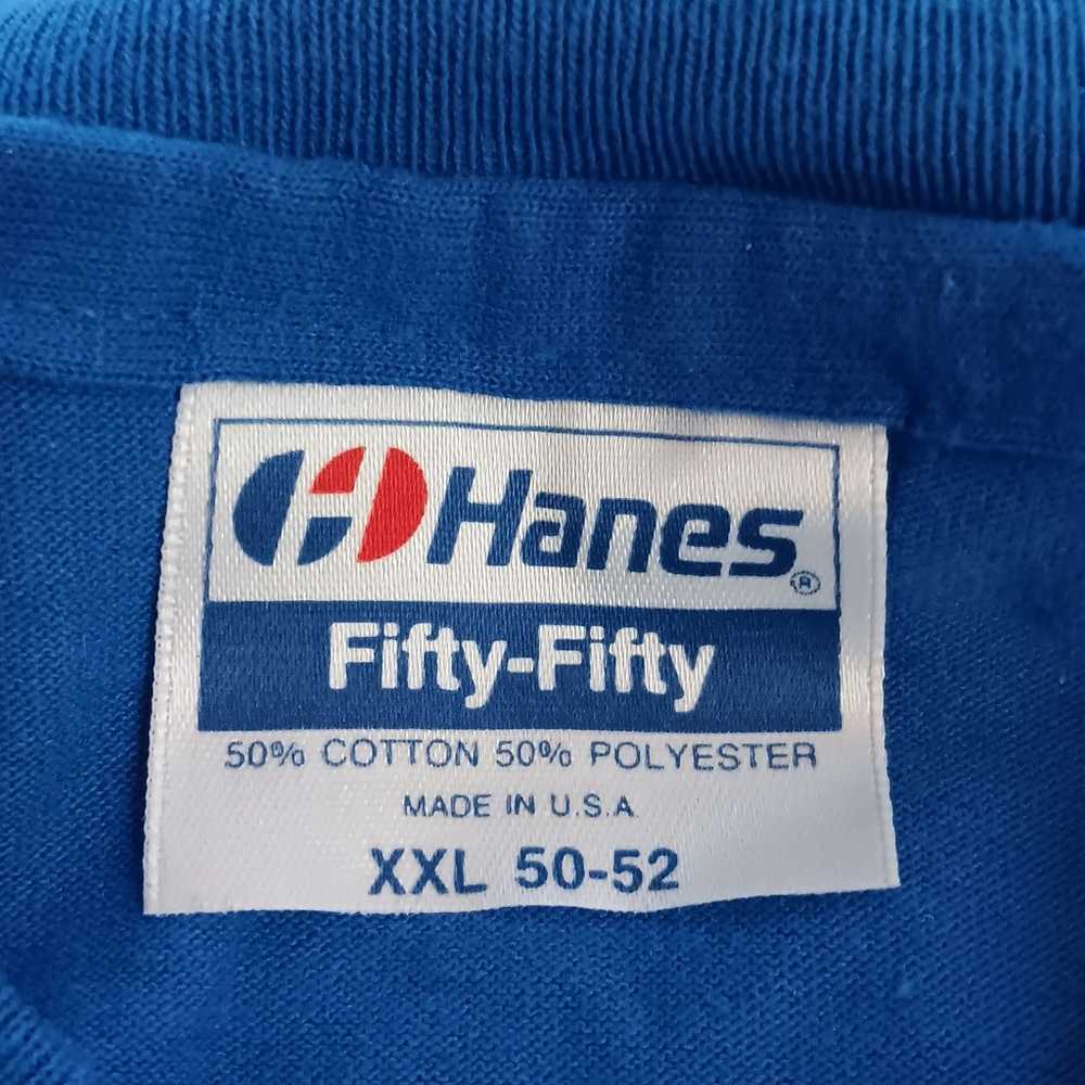 Enron T-Shirt XXL Blue 90's Single Stitch Hanes F… - image 6