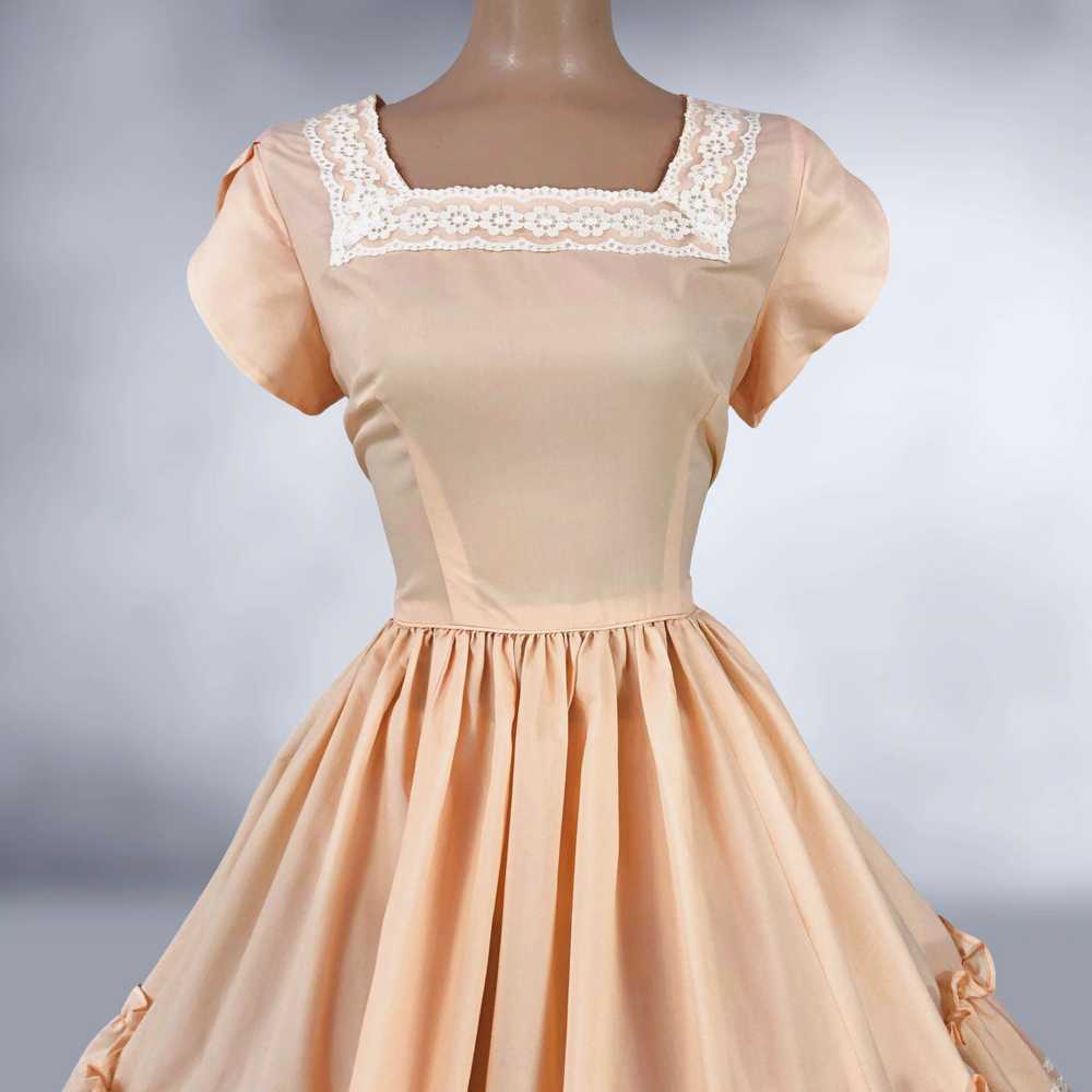 60s 70s Vintage Peach Full Sweep Square Dance Dre… - image 5