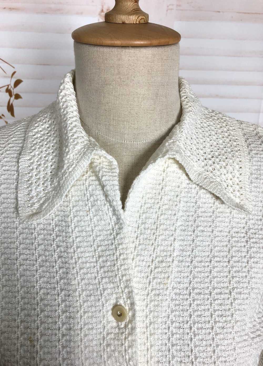 Gorgeous Original Early 1950s Vintage White Knit … - image 10