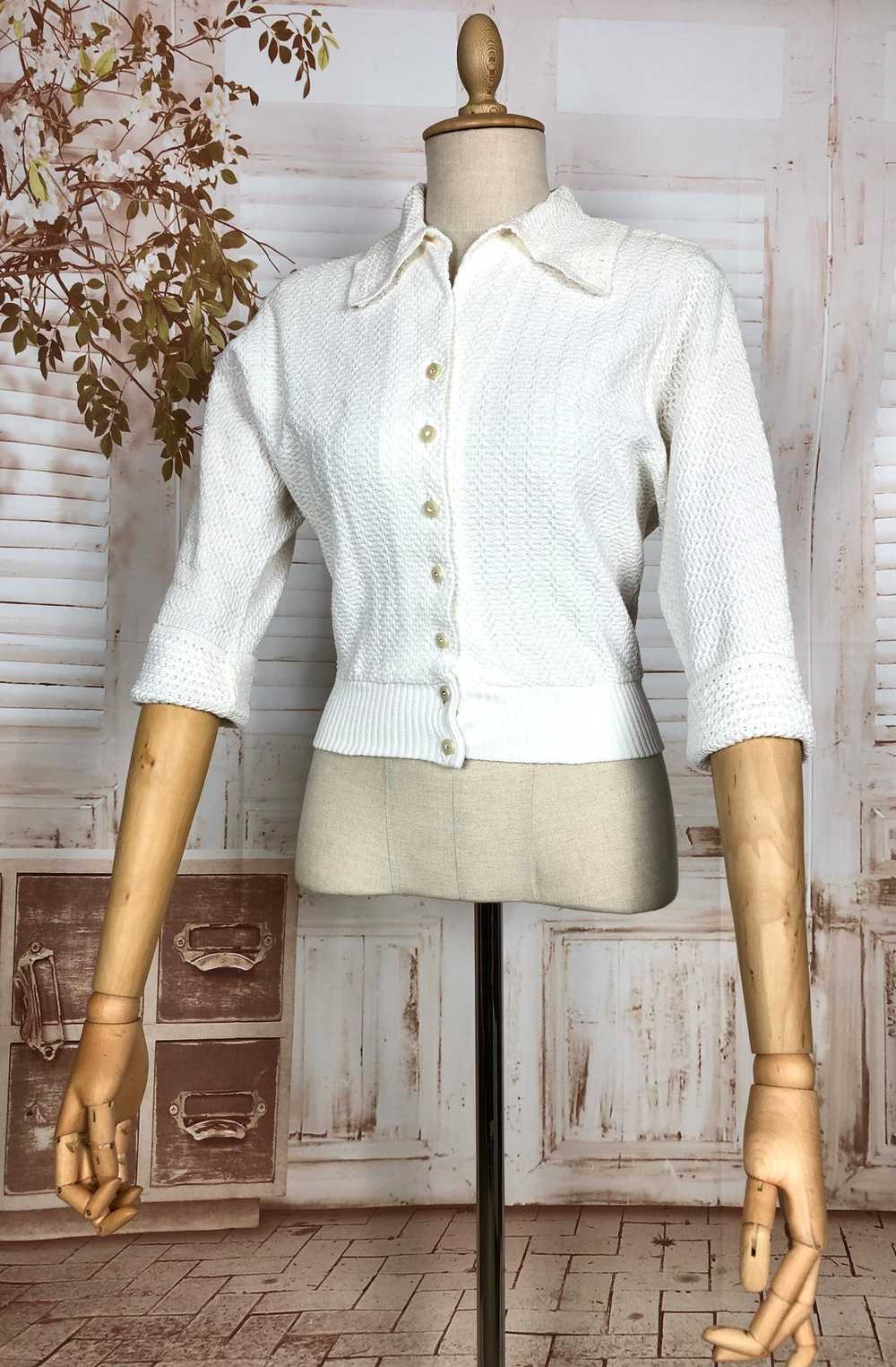 Gorgeous Original Early 1950s Vintage White Knit … - image 5