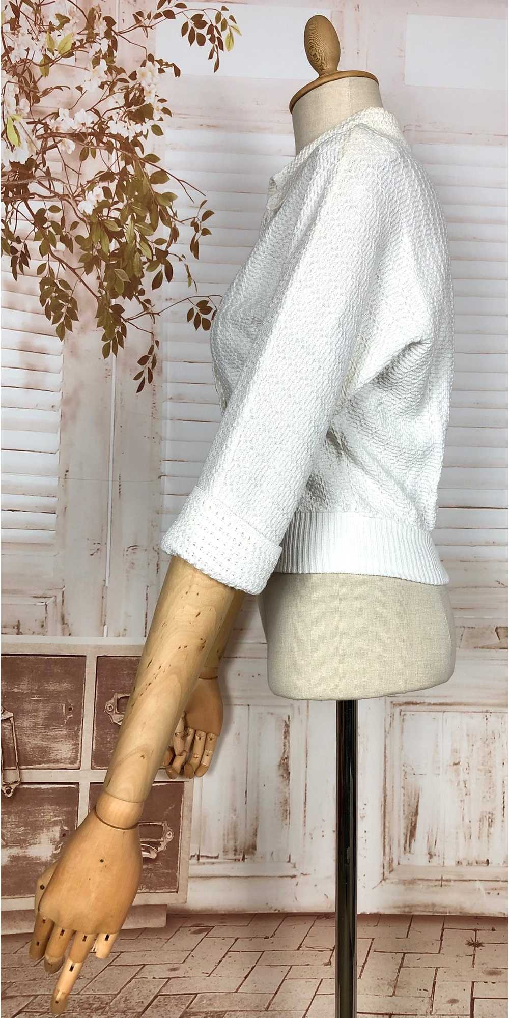Gorgeous Original Early 1950s Vintage White Knit … - image 6