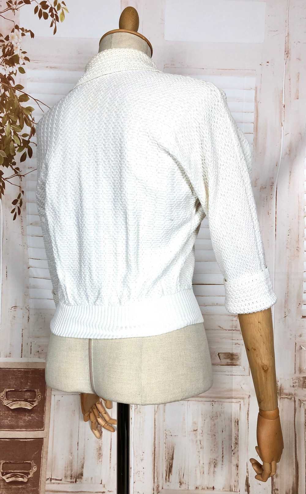 Gorgeous Original Early 1950s Vintage White Knit … - image 9