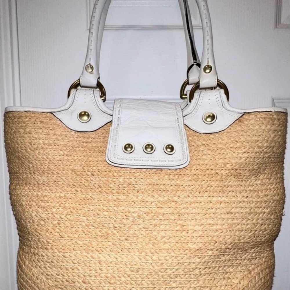 Coach Bleeker Straw/Leather Tote - image 2