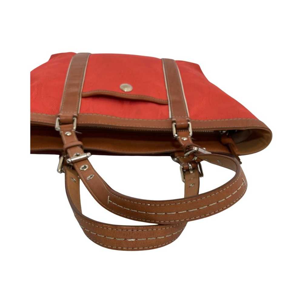(H118) Coach Red Coral Strap Leather Large Handba… - image 6