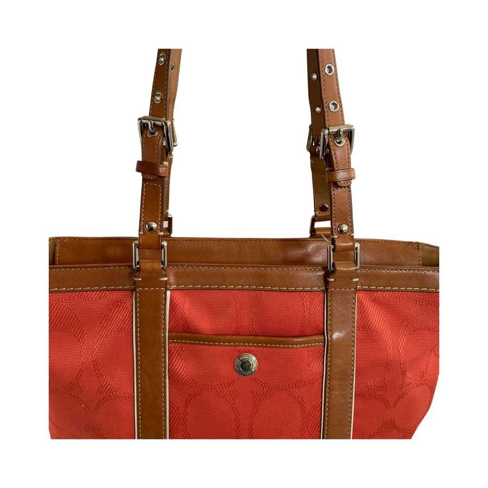 (H118) Coach Red Coral Strap Leather Large Handba… - image 9