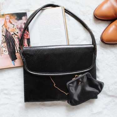 50's Rare Koret Black Handbag with Coin Mini + Mi… - image 1
