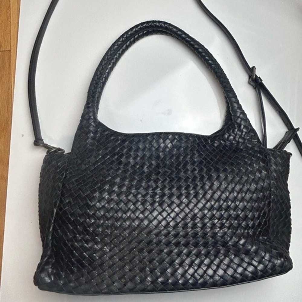 Platania Italy Black Woven Leather bag genuine le… - image 1