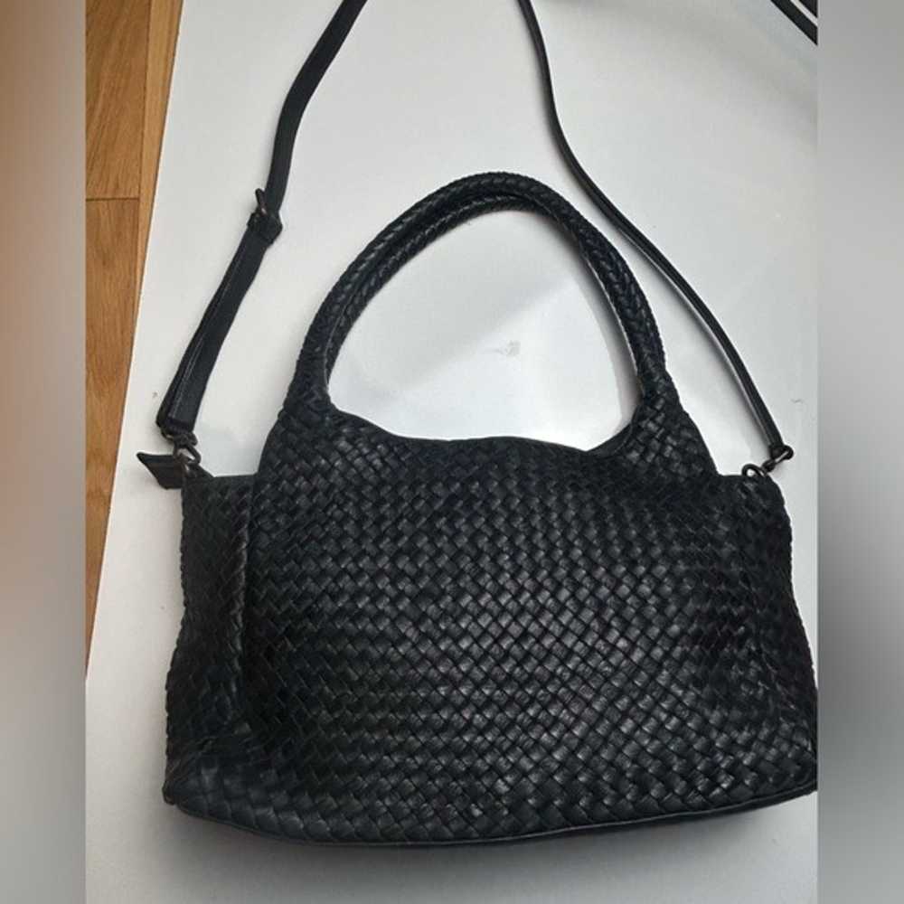 Platania Italy Black Woven Leather bag genuine le… - image 4
