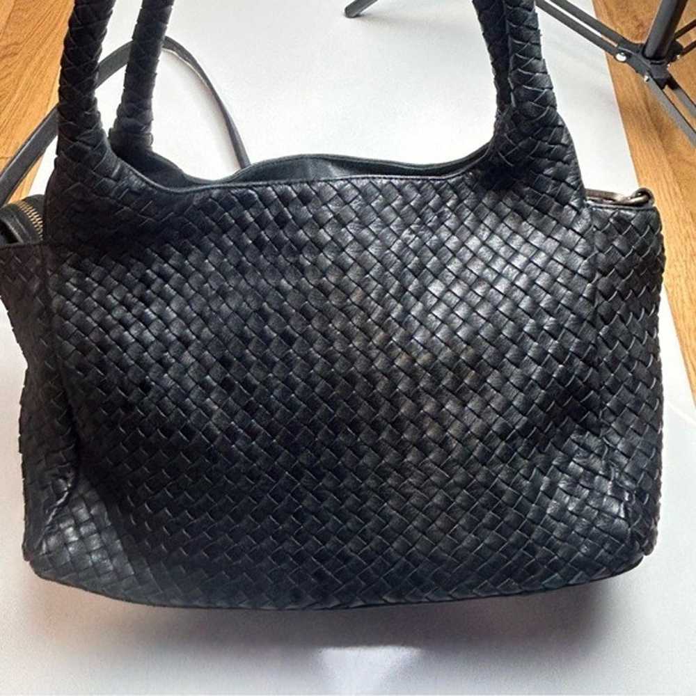 Platania Italy Black Woven Leather bag genuine le… - image 7