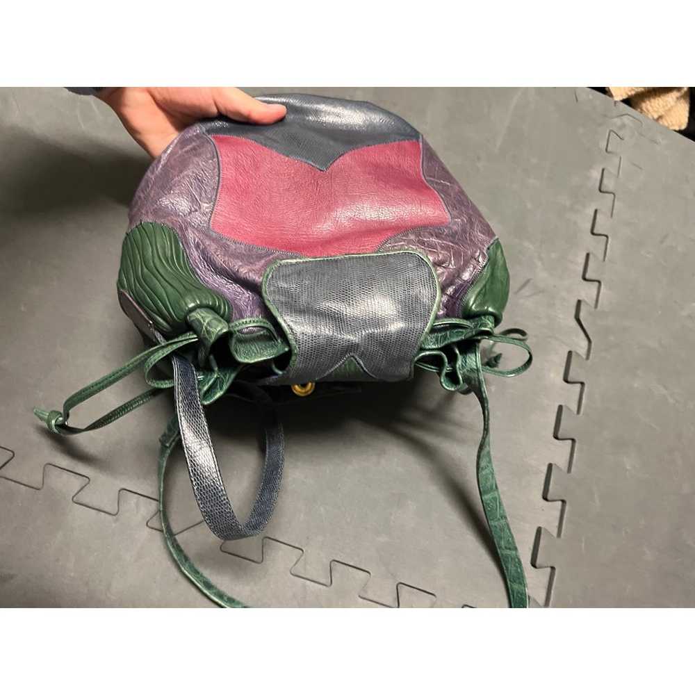 Rare Vintage Sharif Bucket Bag Patch Work Leather… - image 4