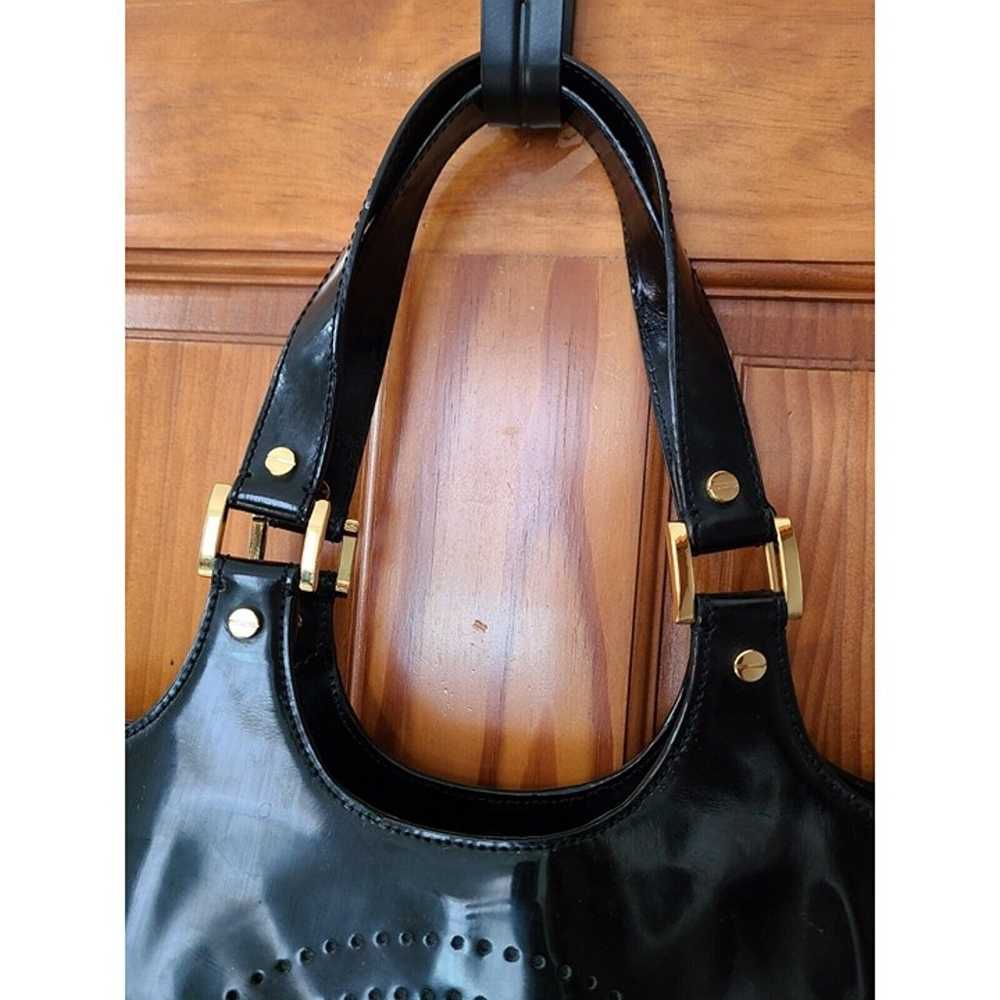 Tory Burch Bombe Tote Black Patent Leather Perfor… - image 4