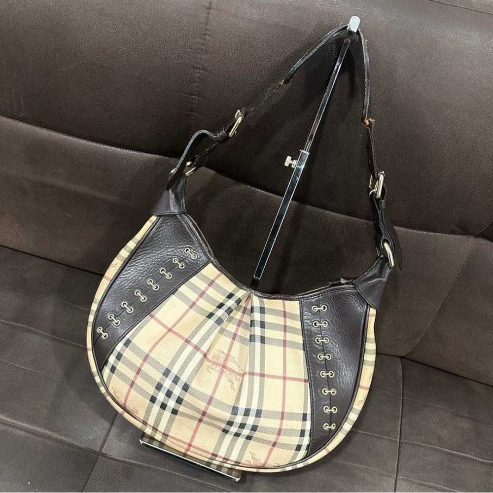 Authentic RARE Burberry Shoulder Hobo Bag Purse w… - image 1