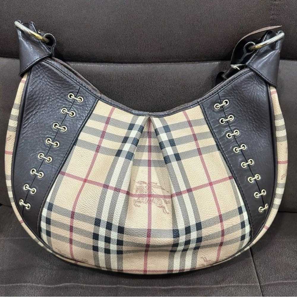 Authentic RARE Burberry Shoulder Hobo Bag Purse w… - image 3