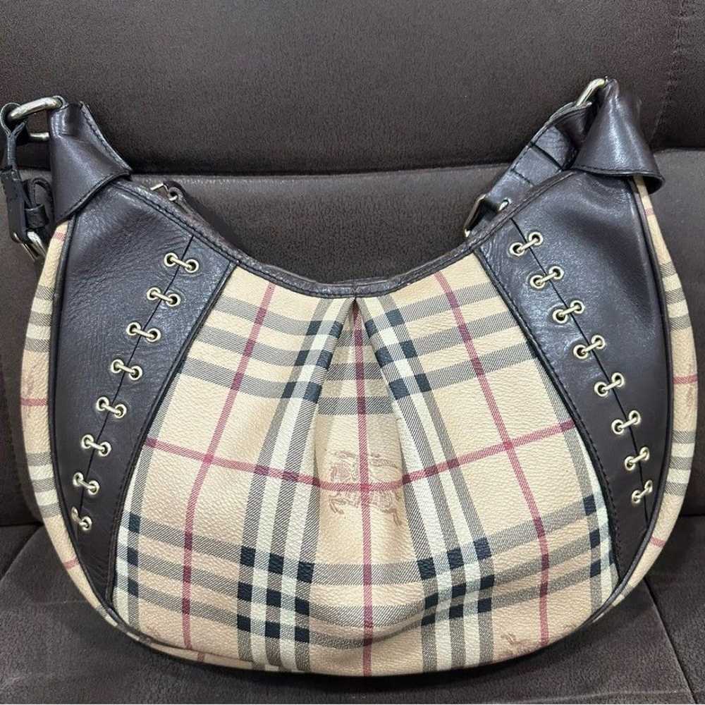 Authentic RARE Burberry Shoulder Hobo Bag Purse w… - image 4