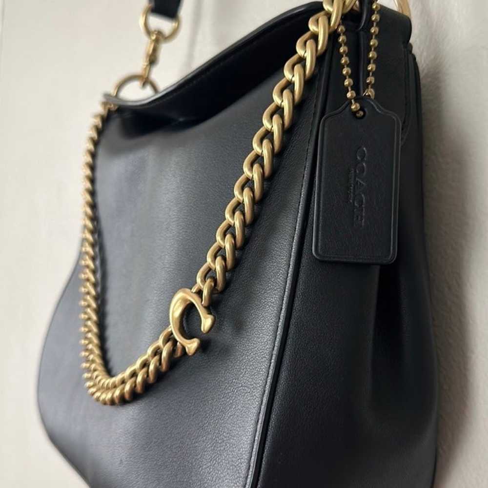 Coach Signature Chain Hobo in smooth black leather - image 2