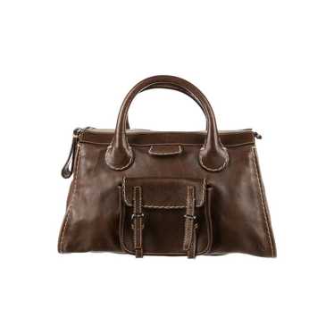 Chloe Edith Brown Leather Stitching Shoulder Bag … - image 1