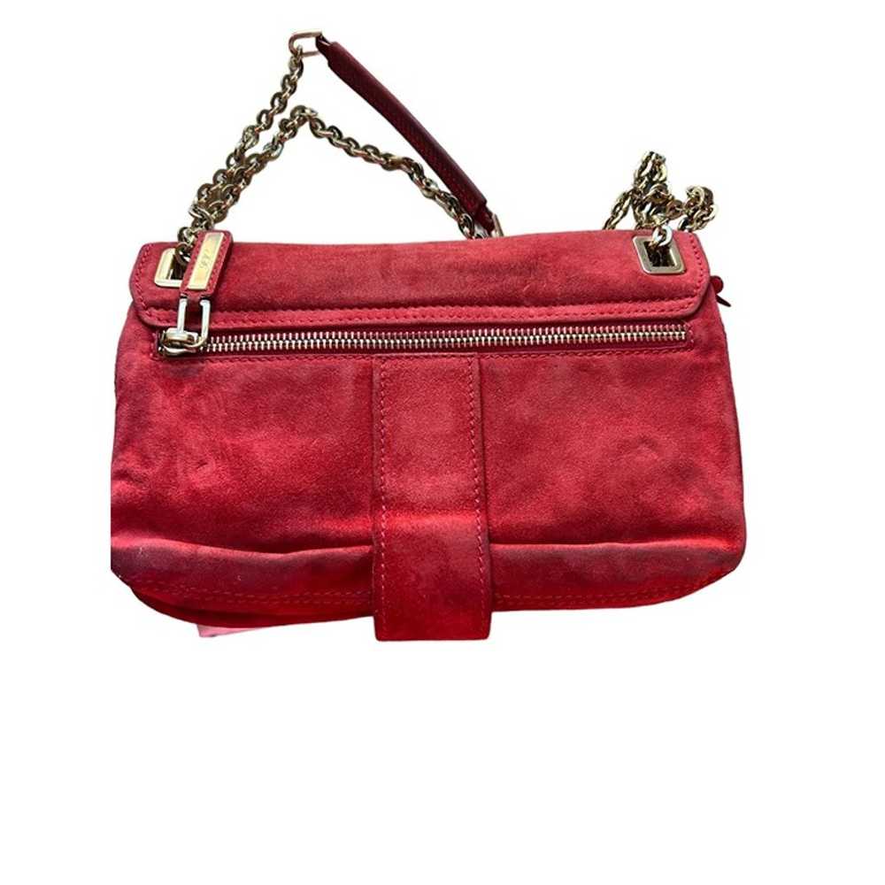 Roger Vivier Red Suede Handbag Shoulder Bag Gold … - image 3