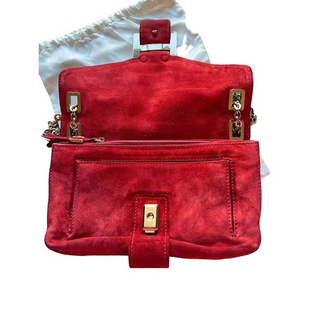 Roger Vivier Red Suede Handbag Shoulder Bag Gold … - image 7