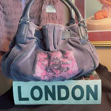 Juicy Couture Grey Purple 2024 Pink Hand Bag Grey Velour