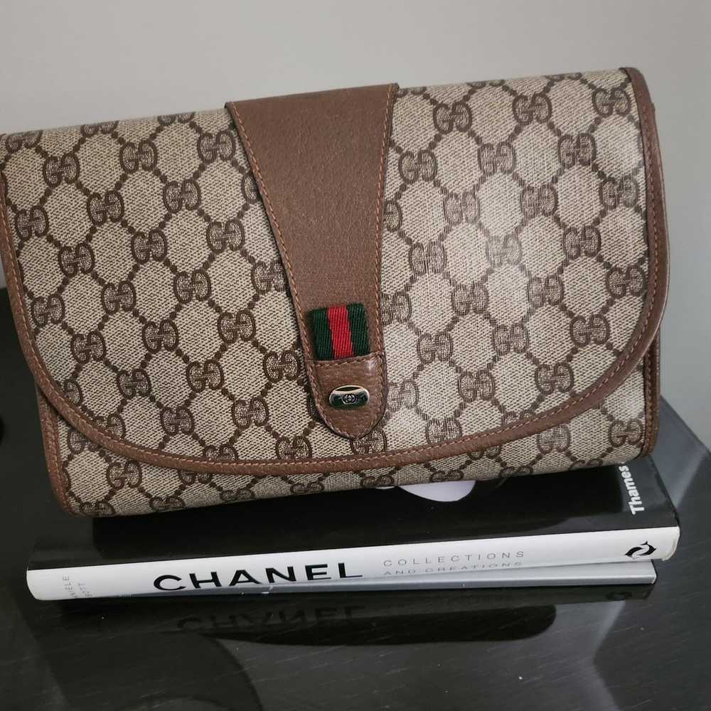 Authentic Gucci vintage GG Canvas clutch Web Sher… - image 3